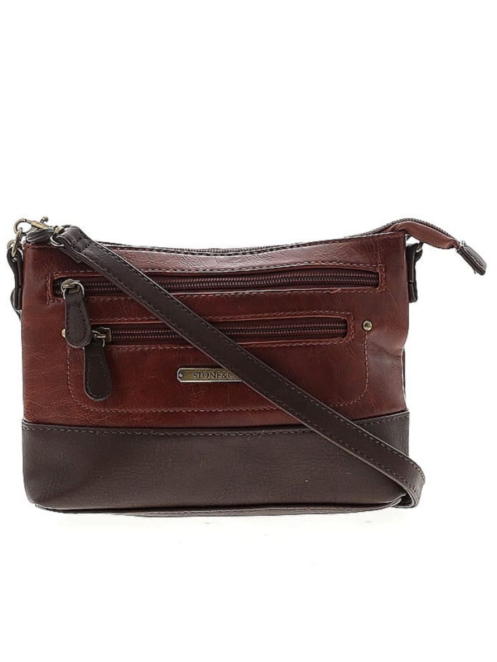 Stone & Co. Brown Two-Tone Leather Crossbody Bag for Men